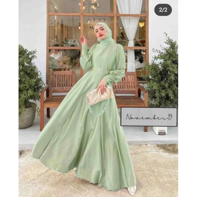 Gamis Polos Mewah Terbaru 2022 Baju Muslimah Kekinian Wanita Fashion Gamis Maxi Terlaris