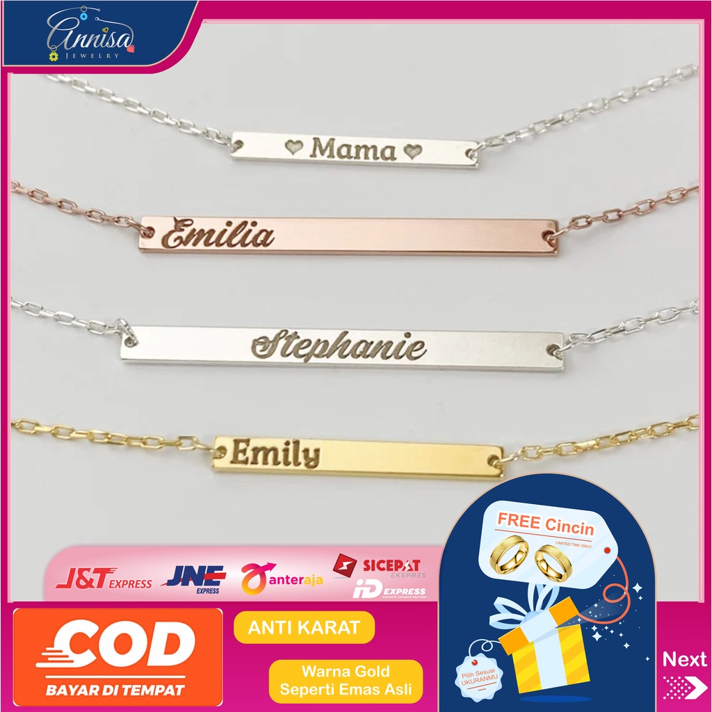 Kalung titanium custom nama free cincin titanium asli