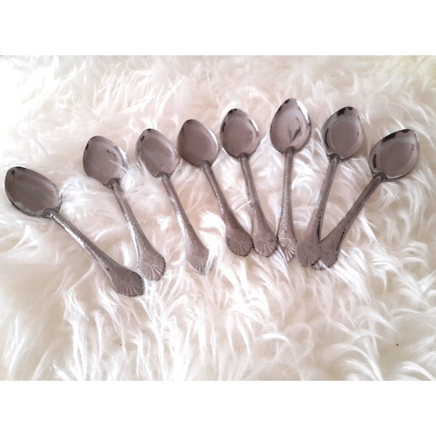 Sendok Teh Stainless ( 1 lusin ) Motif Bunga Sendok Es Spoon Tea Ice Dapur Kitchen