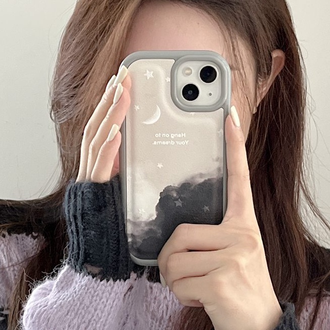 Leather Case HP IPhone 11 12 13 14 Pro Max 14 Plus iPhone XR XS Max Case iPHONE 13 Purple Black Star Sky Girl Women Pretty Ins casing