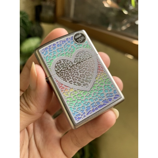 Zippo Original 49780 Heart Design Satin Chrome
