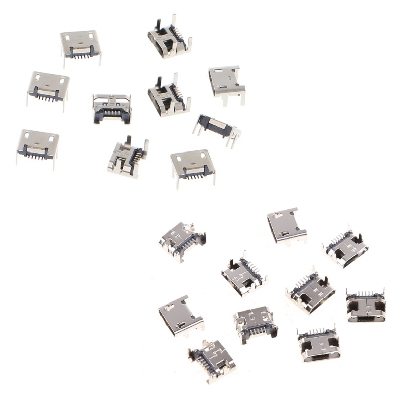 Gro 10pcs Konektor Soket Micro USB Tipe B 5pin Female SMD 4kaki 90derajat