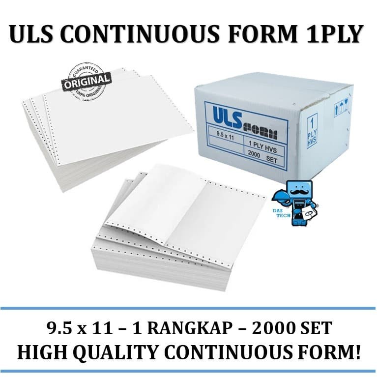 

Continuous Form ULS 9.5x11 1 ply / 1ply / 1 Rangkap NCR - High Quality