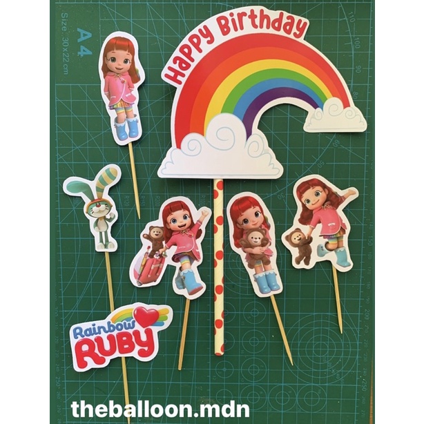 TOPPER CAKE RAINBOW RUBY