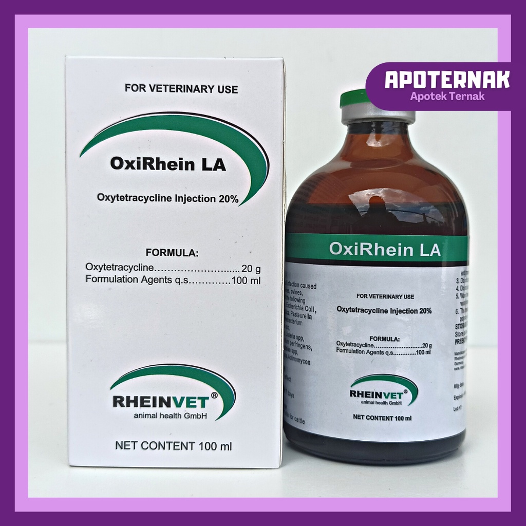 OXIRHEIN LA (Oxytetracycline 20%) | Antibiotik Long Acting untuk hewan Ternak | Seperti Limoxin 200 LA