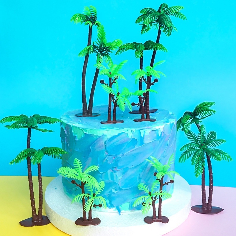 CFL10 Topper Pohon Kelapa Coconut Tree Leaves Miniature Hias Kue Ultah