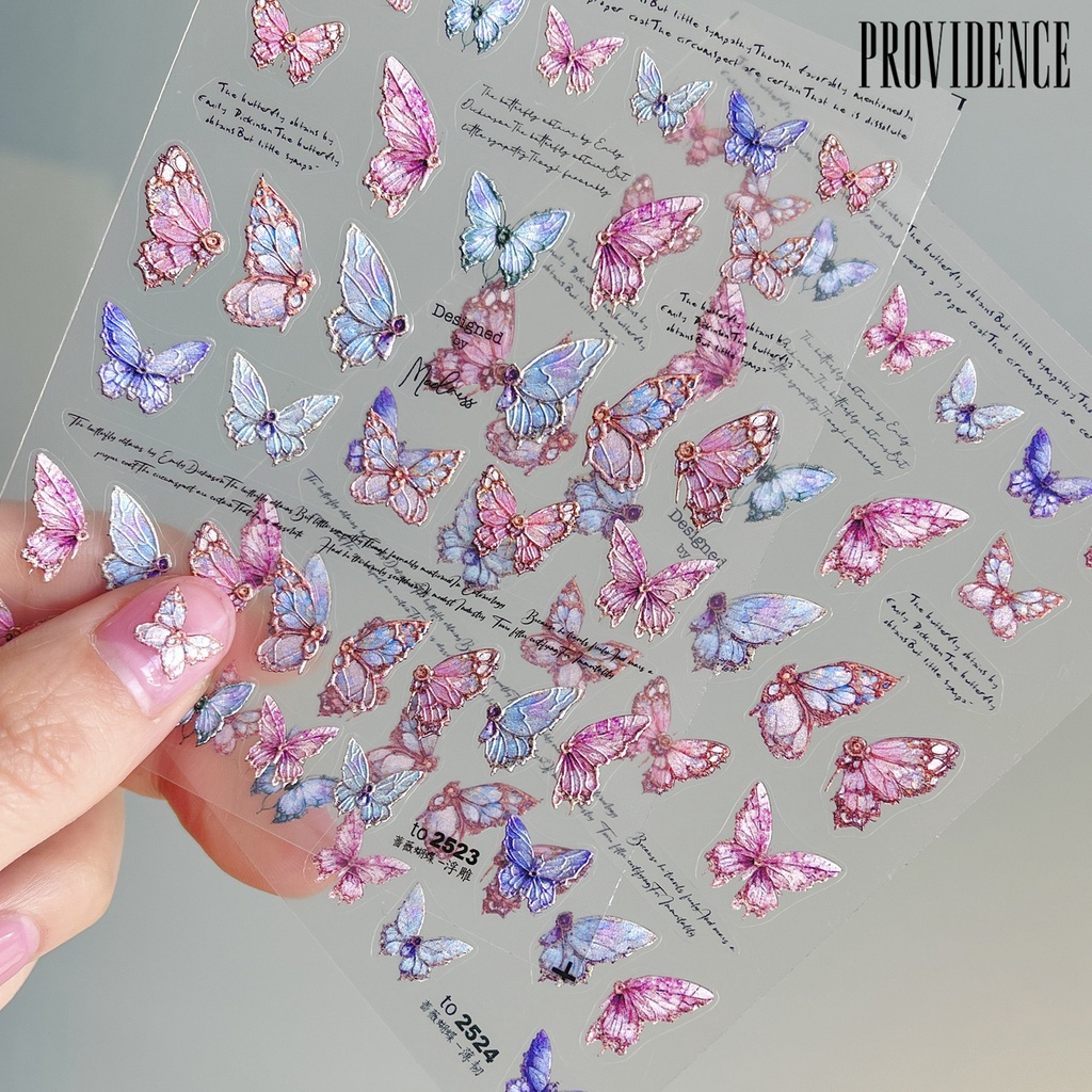 1 Lembar Stiker Kuku Desain Kupu-Kupu 5D Untuk Salon Manicure Nail Art