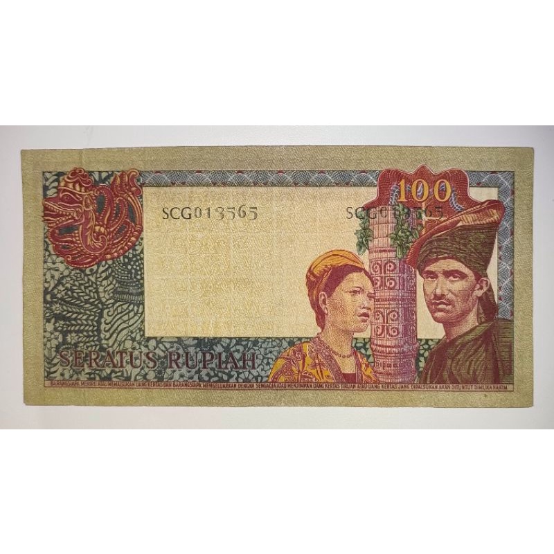 Uang kuno 100 rupiah soekarno asli tahun 1960