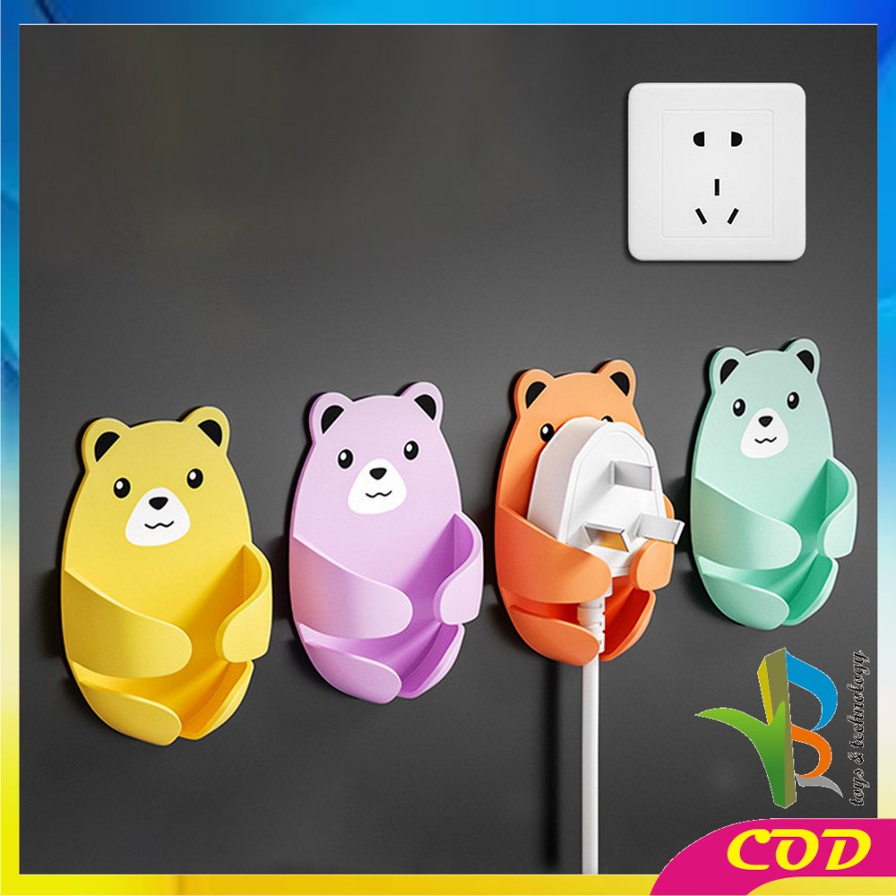 RB-C536 Gantungan Tempel Dinding Bear 4IN1 Plug Hook Serbaguna / Gantungan Kamar Mandi Tempel Kepala Colokan Motif Beruang / Plug Hug Bear