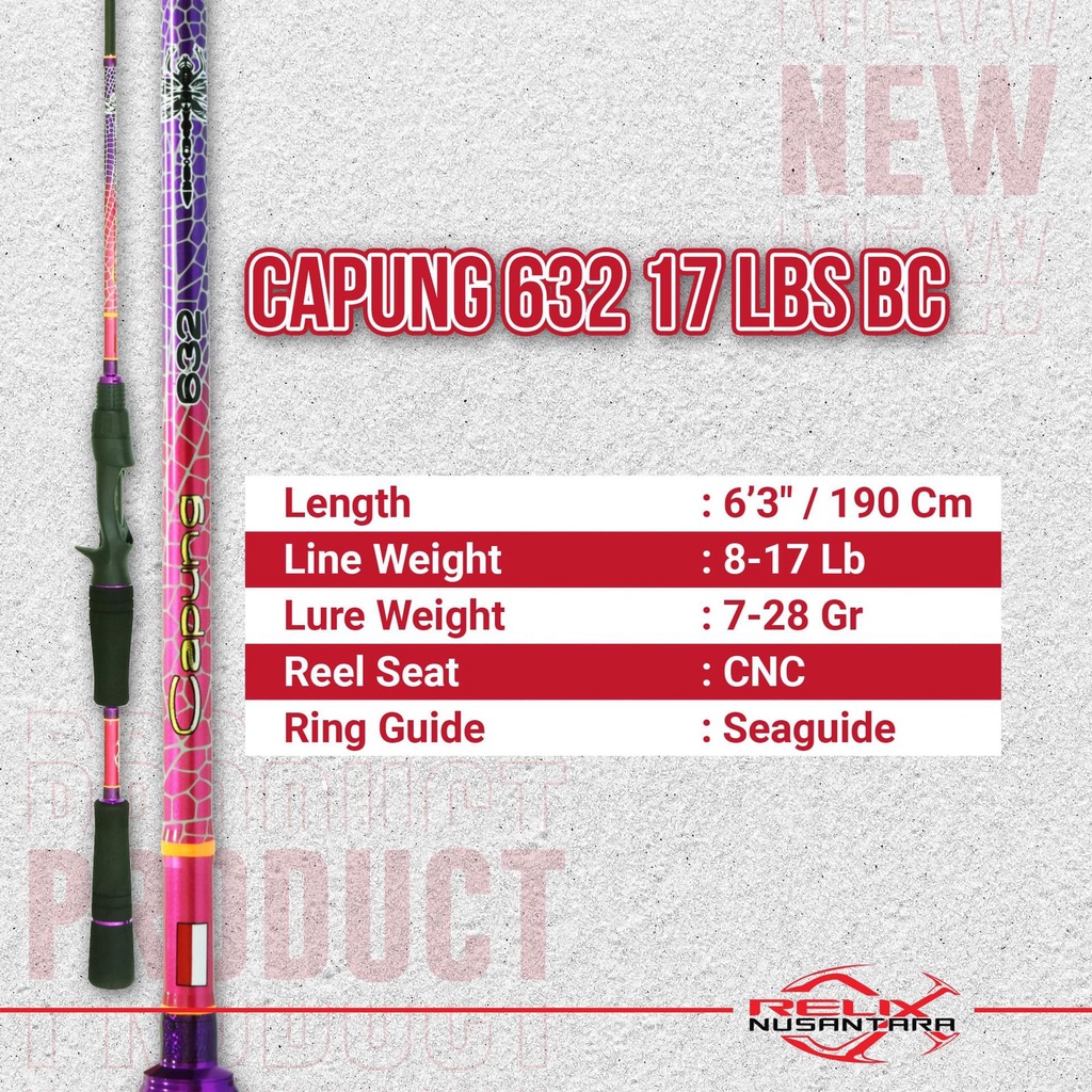 Joran Pancing RELIX NUSANTARA Capung 632 BC 190cm Bait Cast Baitcasting Casting Kest Kes Kesting 17l