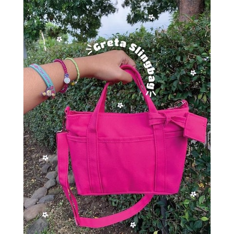 GRETA Tas Selempang Canvas Polos Slingbag Unisex  Remaja Cute Korean Style By Chikoisme NR