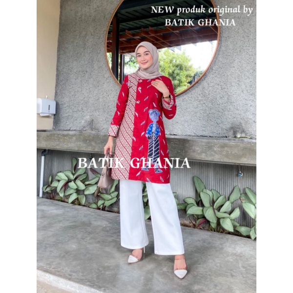 TUNIK BATIK TERBARU ATASAN BATIK WANITA LENGAN PANJANG MOTIF TUNIK TEJO