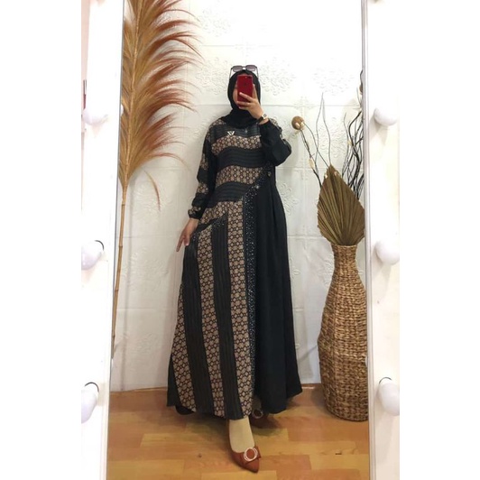 midi dress// gamis abaya jetblack mix aswan//abaya terbaru//abaya laris//abaya turky//abaya arab