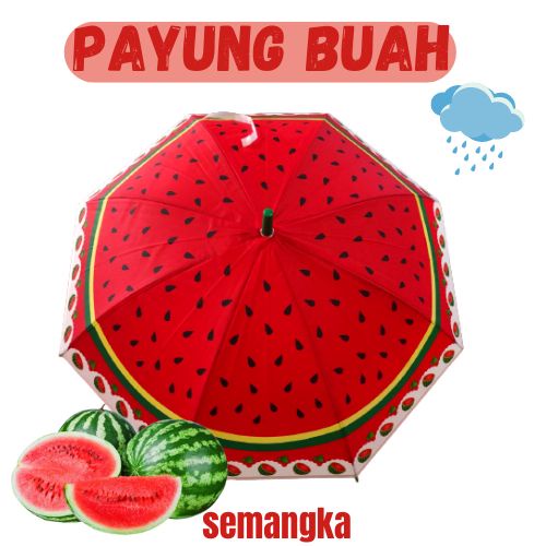 TERMURAH  Payung Tongkat Motif Buah - Buahan ~ Mall 89 ( COD )