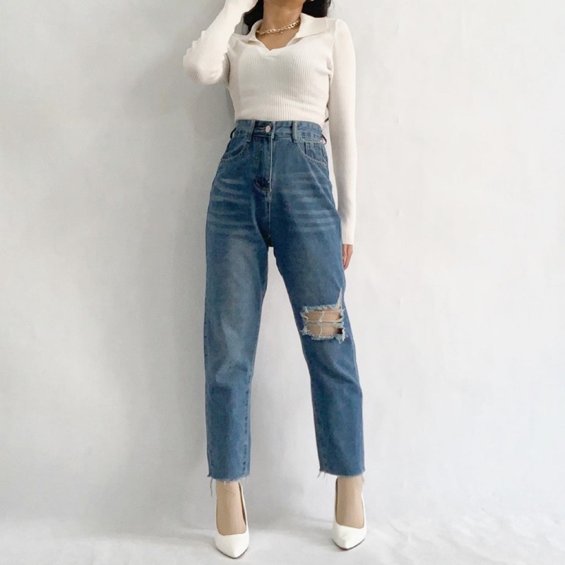 [LUXE.DLABEL]-E61 Jeans |Celana Jeans Highwaist Wanita Import Celana Panjang Jeans Highwaist Wanita Boyfriend Jeans Baggy Jeans Straight Jeans Wanita Murah Import Premium Korea