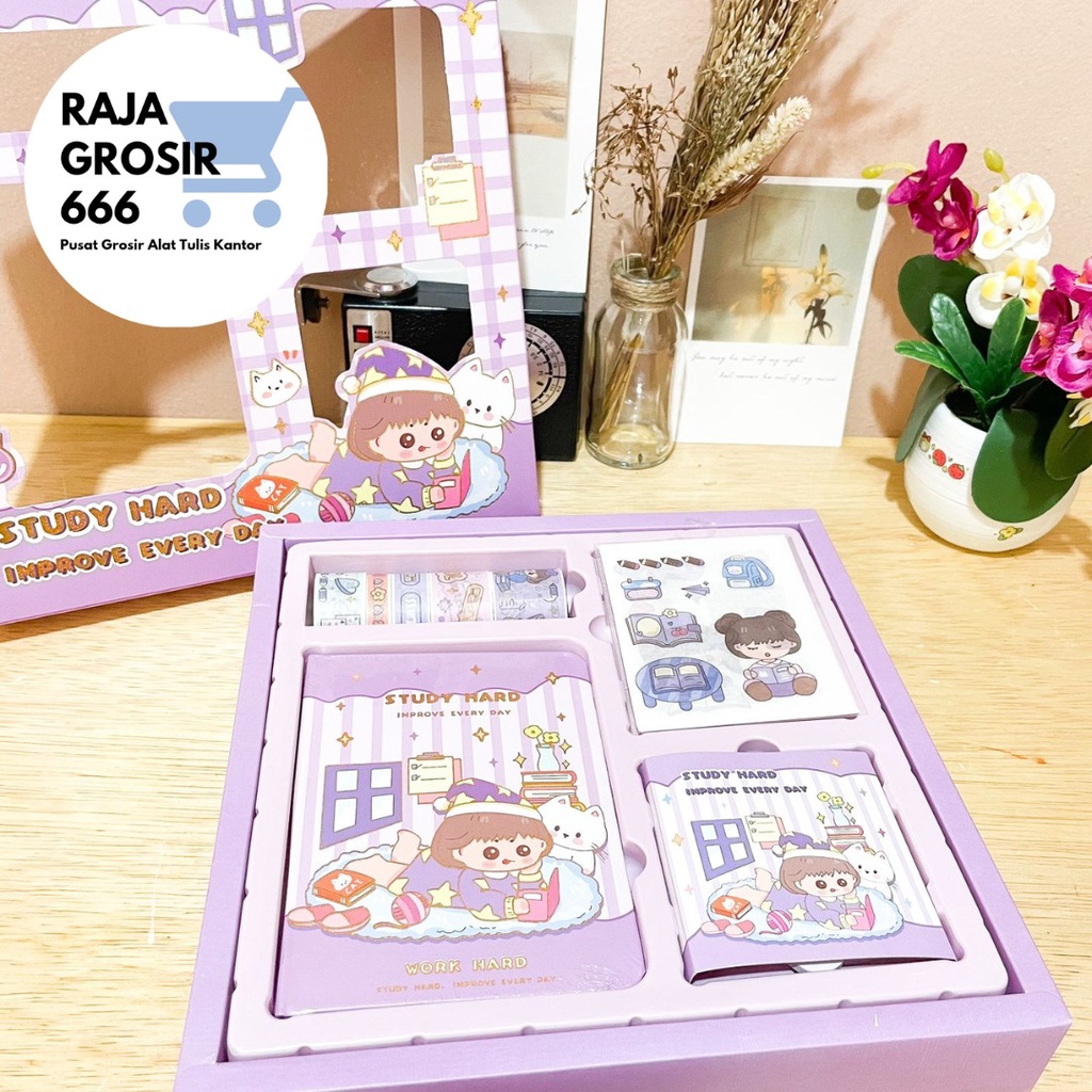 

RB JURNAL 4 IN 1 KODE S001 STUDY HARD (WASHI TAPE STICKERSTICKY NOTESNOTEBOOK A5)