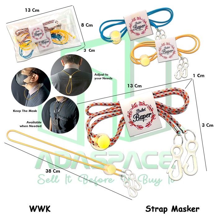 PROMO Strap Masker 2in1 Konektor headloop Tali Masker Kalung masker Penyambung Masker Berbahan elastis souvernir hadiah hobi koleksi