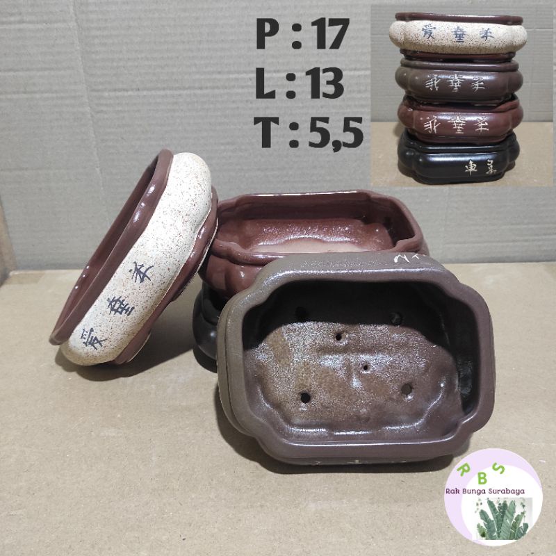 Pot Bonsai Keramik Oval Bulat Variasi