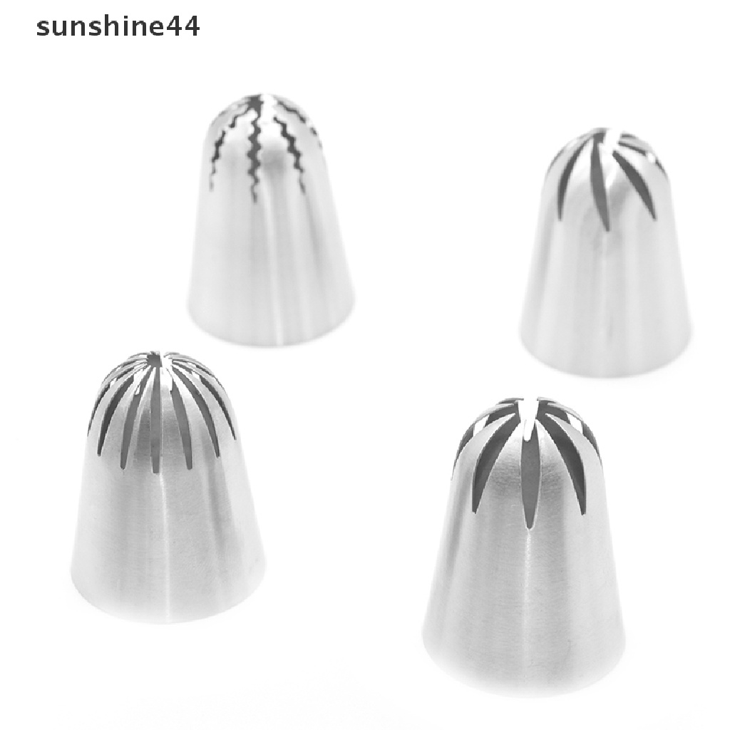 Sunshine 4pcs / Set Spuit Piping Bahan Stainless Steel Untuk Dekorasi Kue