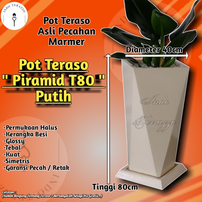 INDO TERAZZO POT TANAMAN BESAR TIPE PIRAMID TERASO T80 - POT BESAR TERASO - POT BUNGA BESAR