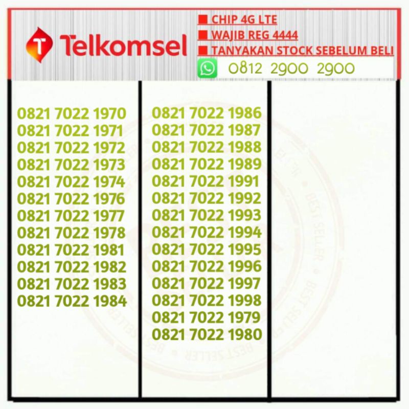 NOMOR CANTIK SIMPATI TAHUN LAHIR