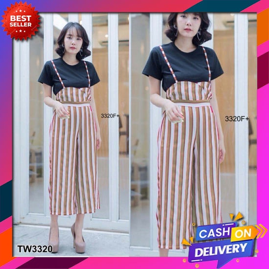 Baju Jumpsuit Jamsuit Jamsut Wanita Lengan Pendek Import Setelan Baju + Celana Remaja Dewasa Wanita 