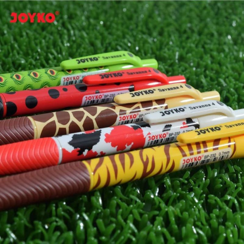 Bolpen Pulpen Motif Joyko BP-232 Savanna 4 Pena 0.7 mm isi 12pcs