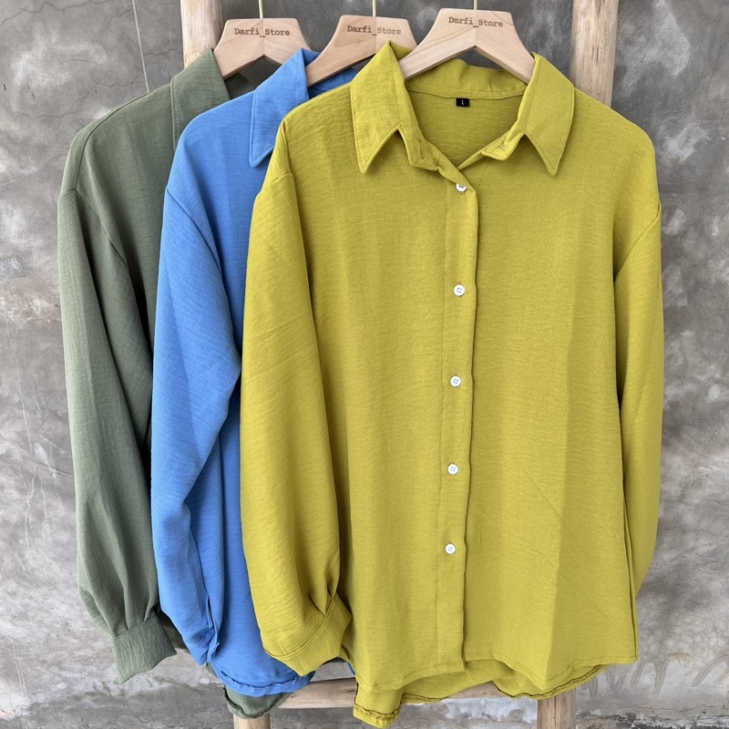 Calandra Shirt - Kemeja Jumbo Kemeja Crinkle - Size S M L XL XXL 3XL 5L