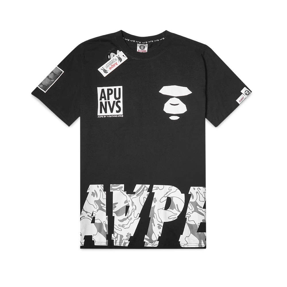 Aape by A Bathing Ape Camo Text T-Shirt Black