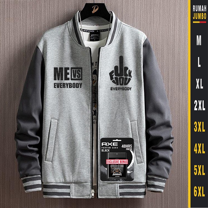 Jaket Varsity Baseball Fu*ck Everybody Oversize (M - 6XL) Sweater varsity baseball bomber original