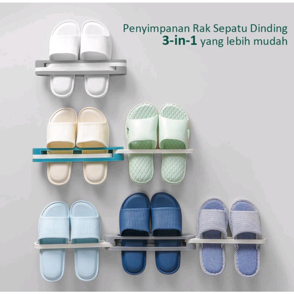 Rak Sepatu 3IN1 Rak Sandal 3in1 Tempel Dinding / Rak Lipat