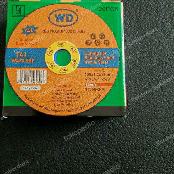 Batu Potong WD 4" Tipis 1 box isi 20 pcs / Gerinda Potong WD 1 box