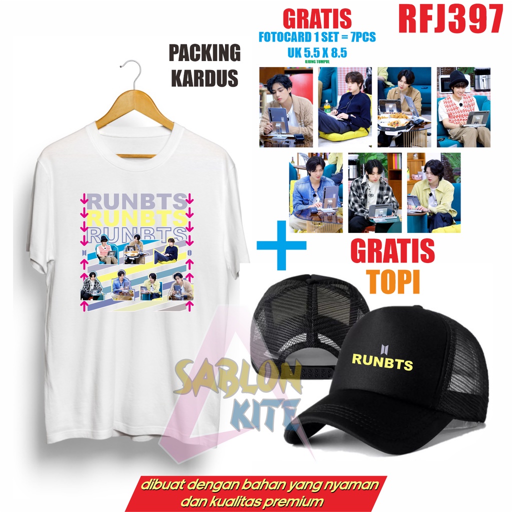 GRATIS TOPI DAN FOTOCARD 7PCS !!! KAOS RUNKPOP KOMPLIT RFJ397