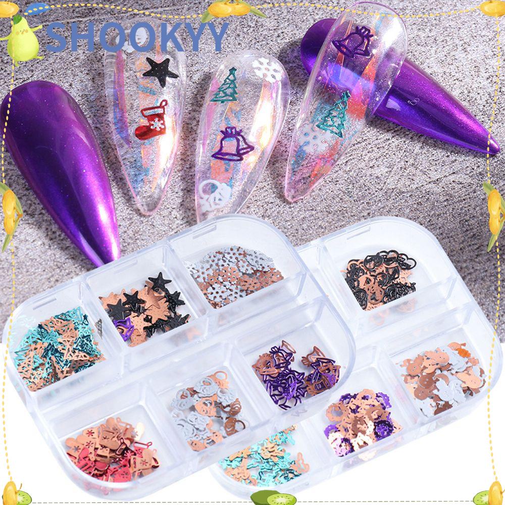 Chooky Serpihan Payet Glitter Bentuk Campur 6 Sekat Untuk Dekorasi Nail Art