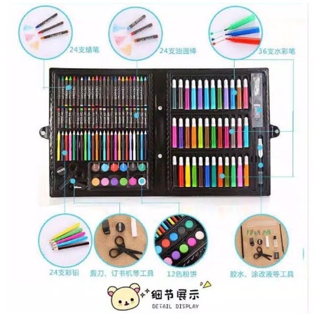 Crayon Anak Set 150 pcs Set Spidol Alat Menggambar Mewarnai Pensil Krayon Set Art Colouring