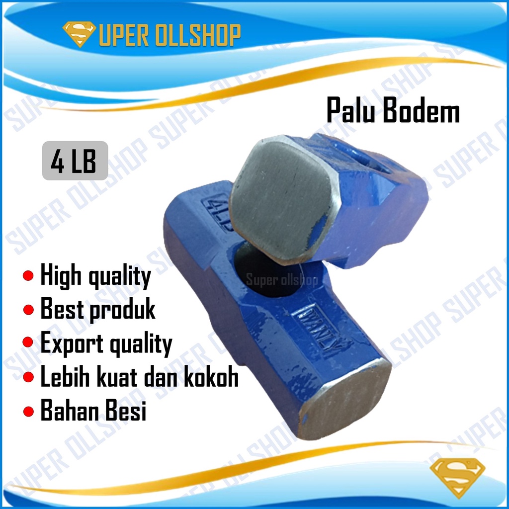 Palu Besi Kepala Bogem Godam Bodem Batu Tanpa Gagang Kayu Fiber 4 Lb Murah Sedang