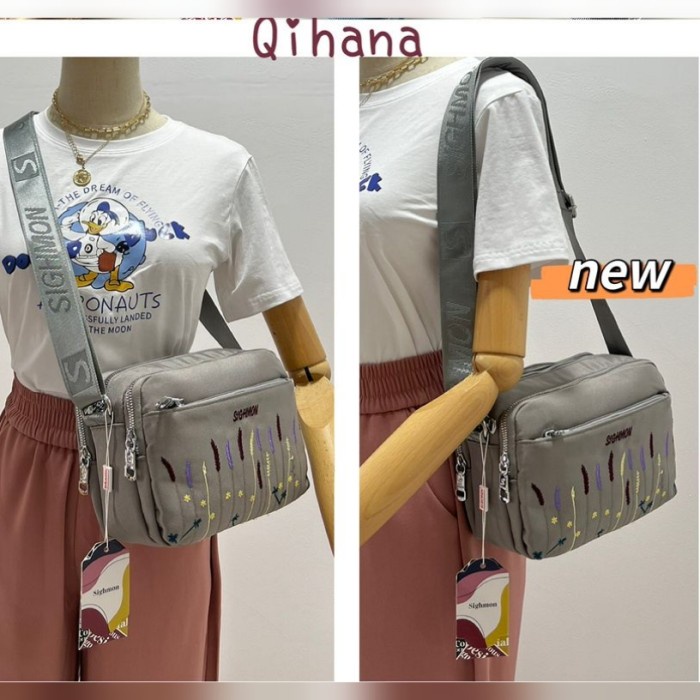 T0P TAS SELEMPANG WANITA ORI SIGHMON KANVAS BORDIR SG3638 5SLETING NICE