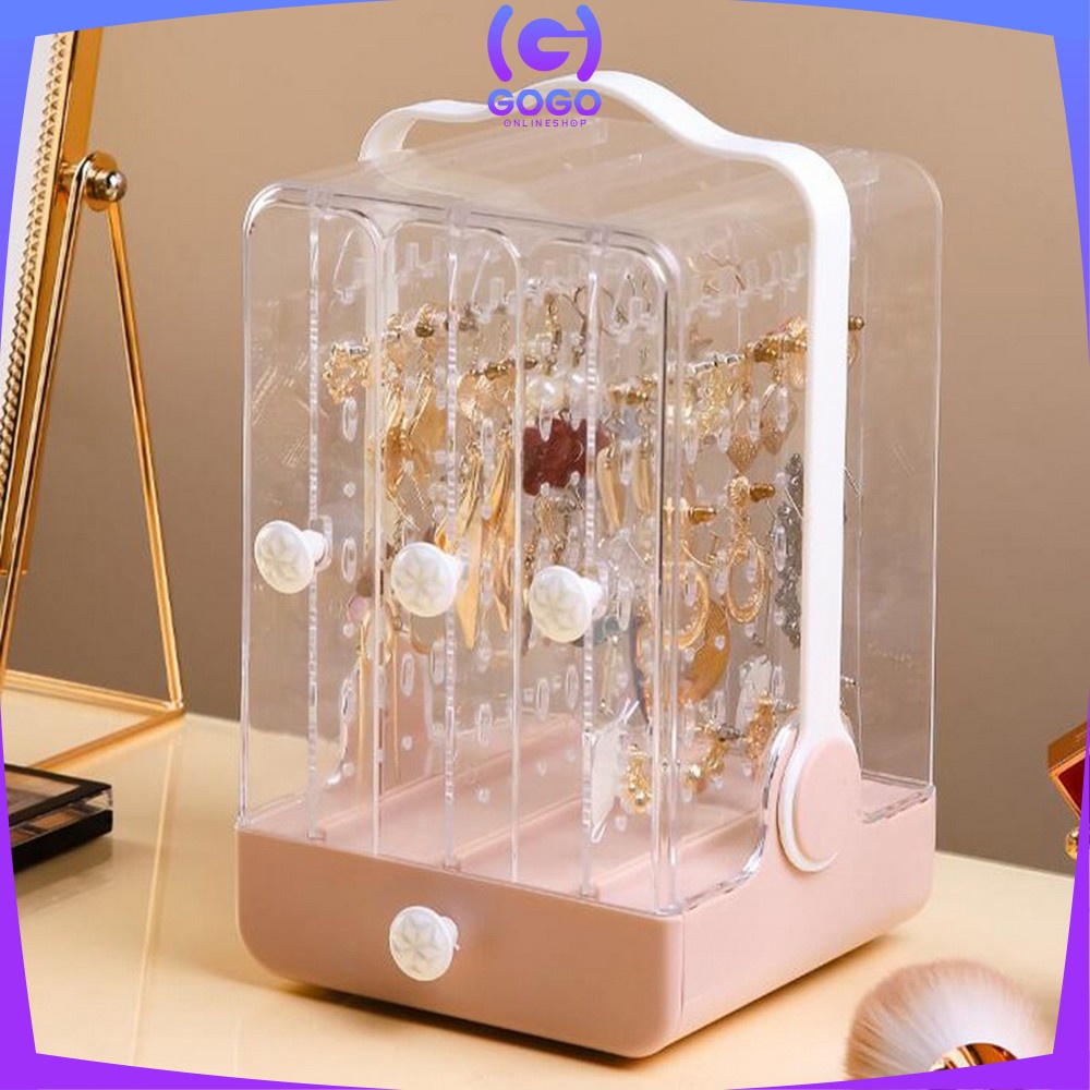 GOGO-K17 Rak Perhiasan Anti Debu Rak Anting Aksesoris Wanita Acrylic Tempat Penyimpanan Jewelry Box