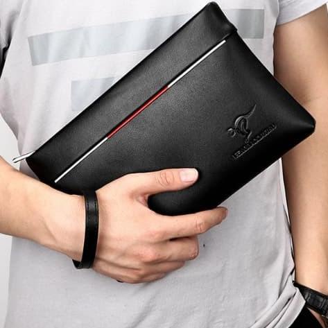 Tas Tangan Pria Kangaroo Clutch Pria Clutch Kulit Kangaroo GRANDE - Cokelat