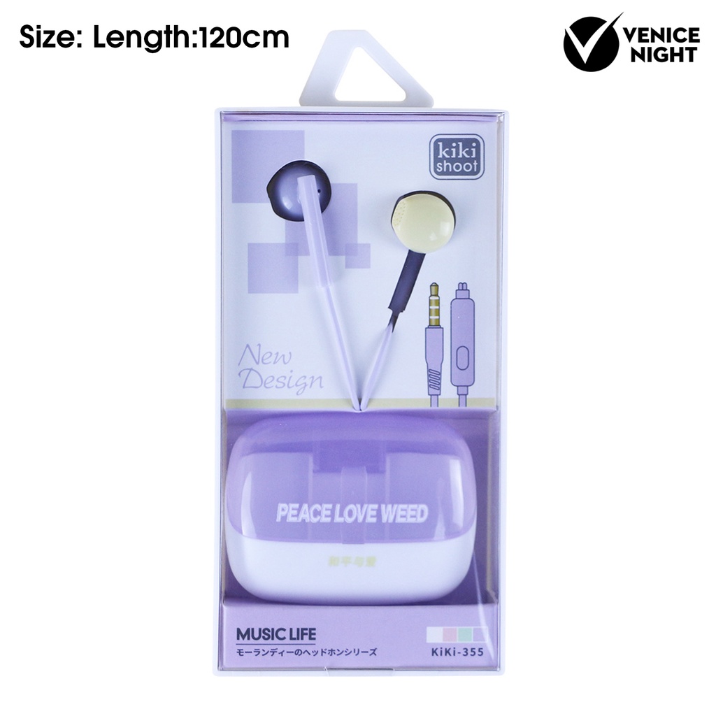 (VNEP) (Berkabel) Earbud Sensitif HD-kompatibel Calling Kids Cartoon 3.5mm Stereo in Ear Earbud dengan Mikrofon untuk Berlari