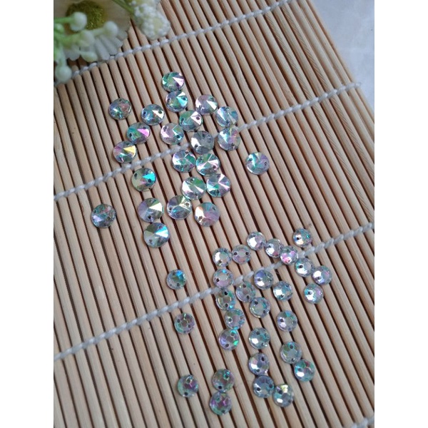 Payet diamond/Payet kristal/Payet jahit/Payet permata Taiwan bulat 8mm ....per 100pce