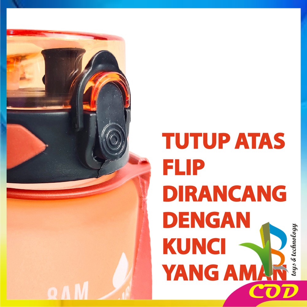 RB-C407 Botol Minum 1 Liter Gradasi Tumbler Olahraga Sport Unik Botol Motivasi Thumbler Penanda Waktu BPA FREE