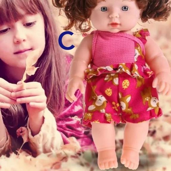 Boneka silikon vinyl 30cm kado ultah anak kualitas import baby doll - Merah