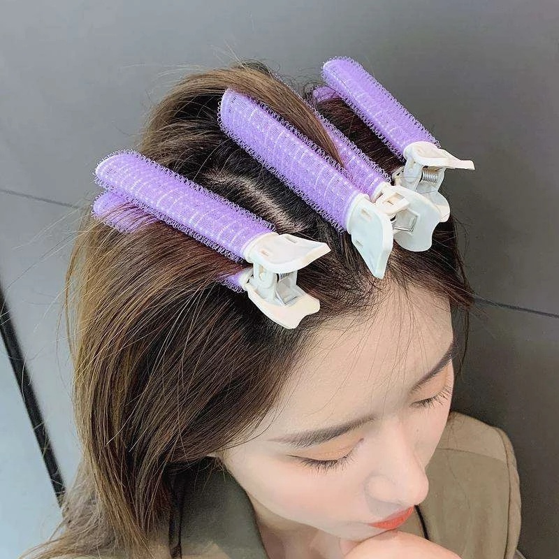 [Grosir] Fluffy Hair Clip Poni Curling Roller Portable Rol Rambut Alat Styling Rambut Kartun Mulus Delapan-Karakter Poni Jepit Rambut Hair Root