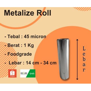 

ready Metalize Roll 45micron I 1Kg I Kemasan Metalized Foil I Foodgrade