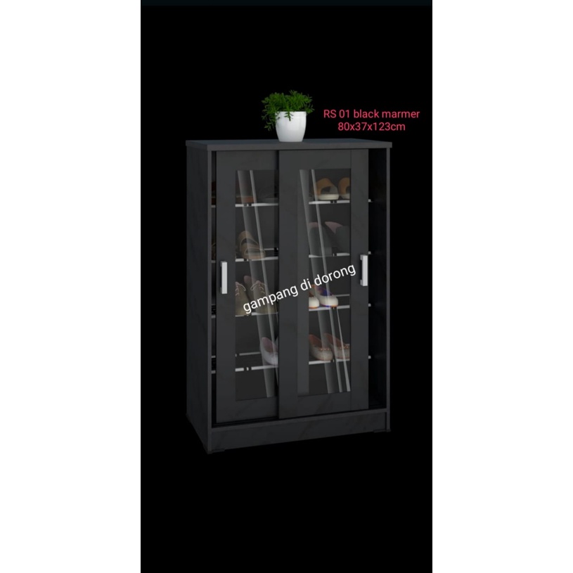 Lemari Sepatu Kaca - Rak Sepatu Minimalis Sliding - Murah Medan
