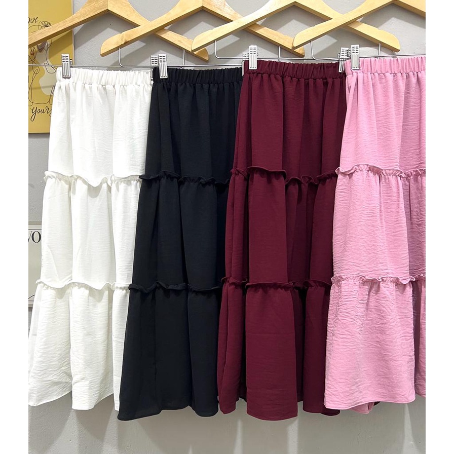 Jimmedy.id - Skirt Anak Dua Tingkat/Rok Anak Perempuan Korea Bahan Crinkle Premium Untuk Usia 3-9 Tahun