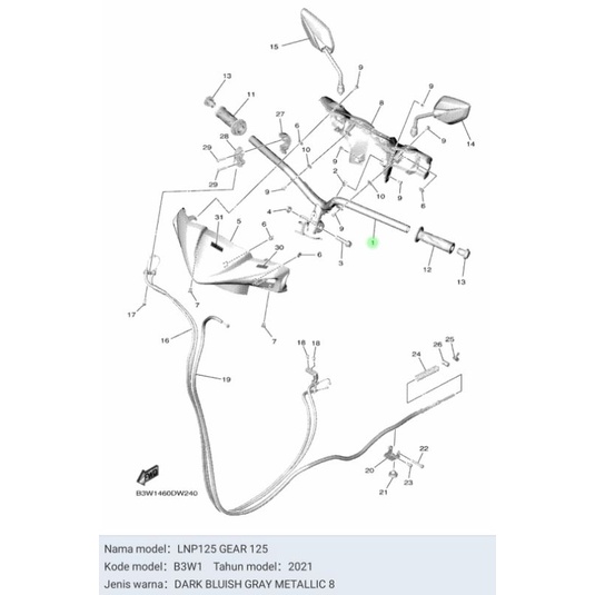 STANG STIR GEAR ASLI ORI YAMAHA B3W F6110 00