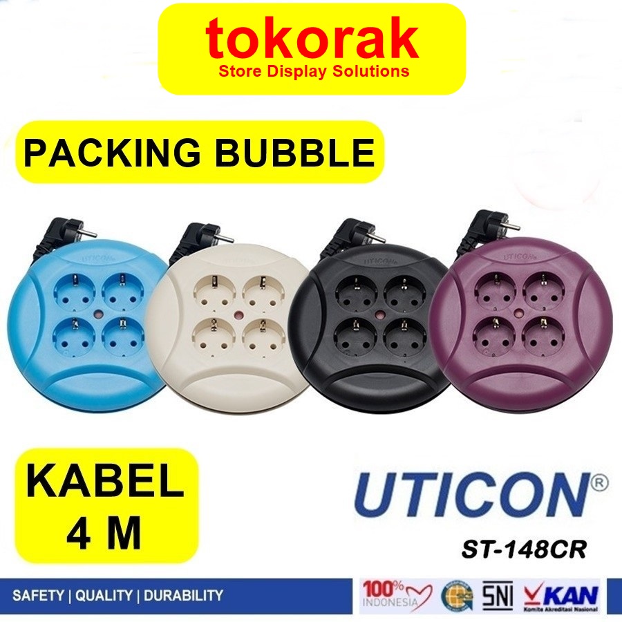 KABEL ROLL 4 METER 4 LUBANG UFO UTICON ST 148 CR - KABEL BOX GULUNG