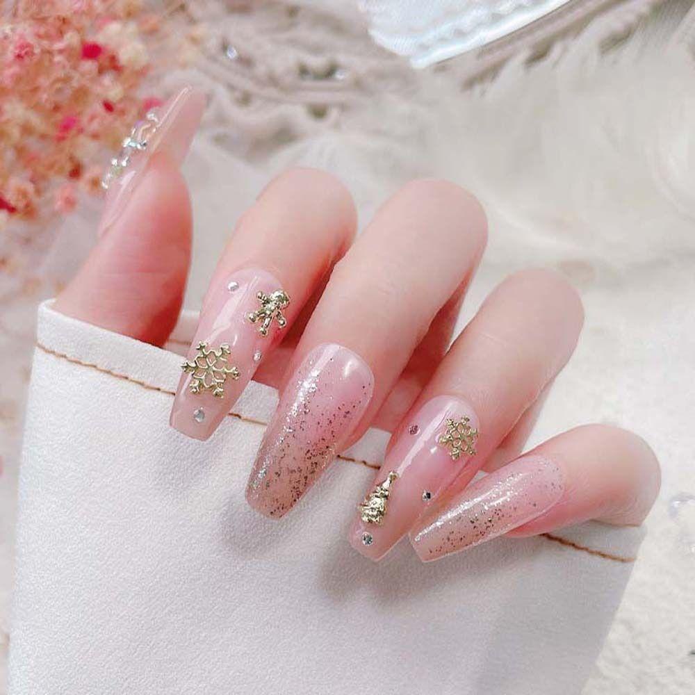 AUGUSTINA Agustinina Natal Dekorasi Nail Art Lonceng Fashion Elk Manicure Aksesoris Hiasan Kuku Perhiasan Kuku 3D